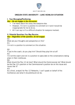 Illustration for article titled Internal Memo Instructs Pac-12 Networks Employees On How To Avoid Talking About Luke Heimlich
